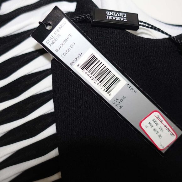 Tahari Arthur S. Levine Women's Sleeveless Sheath Dress Size 2 NWT Black White - Picture 5 of 8